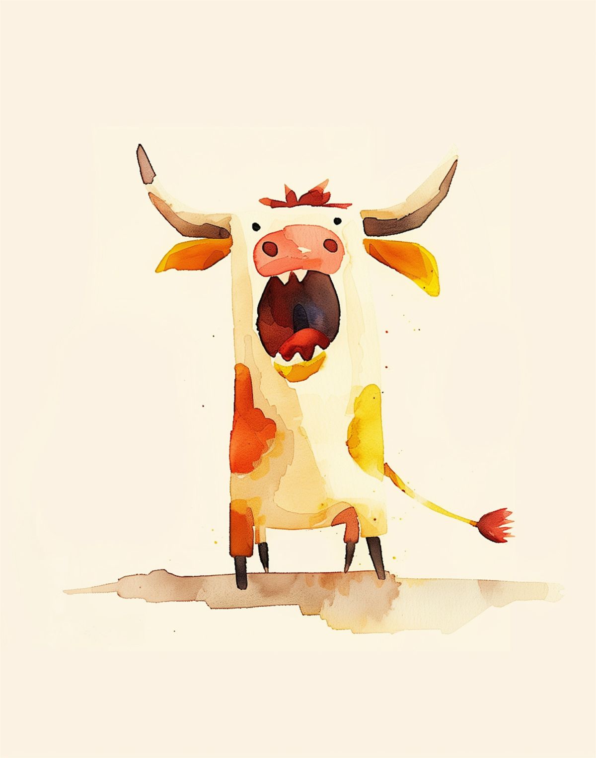Paint Along - Laughing Cow (Watercolor)