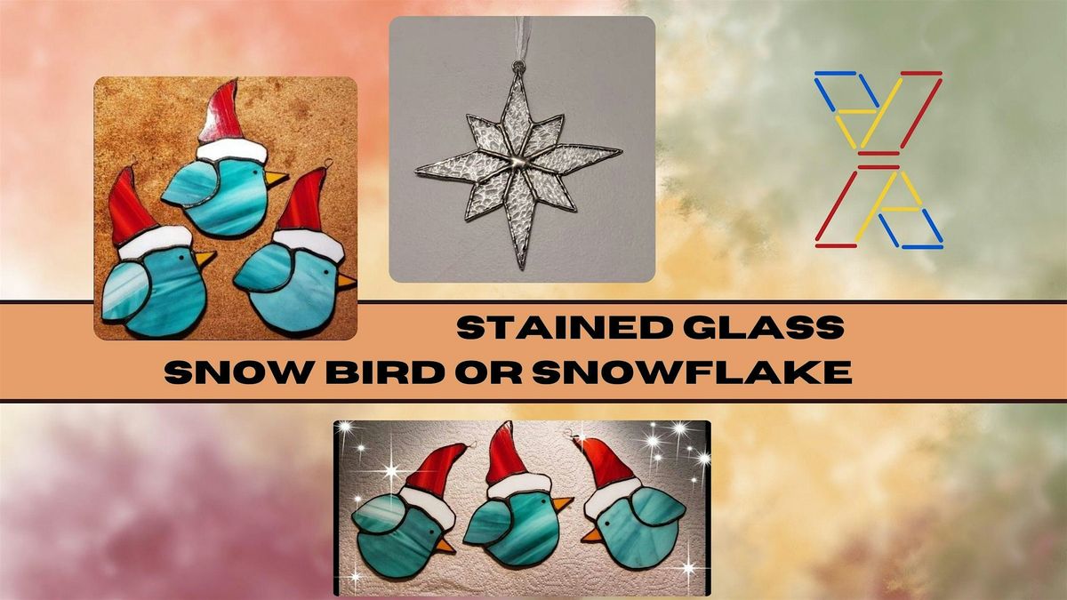 Winter Stained Glass - Snowbirds and Snowflakes