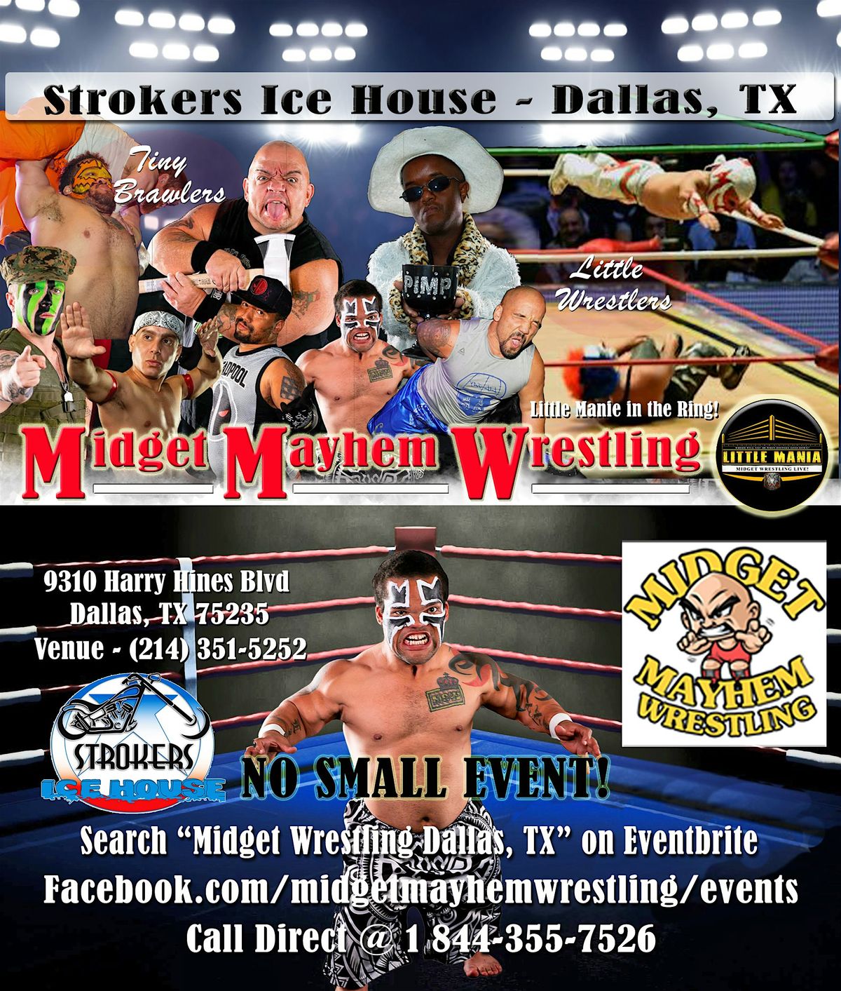 Midget Mayhem Wrestling Rips Through the Ring! Dallas TX 16+