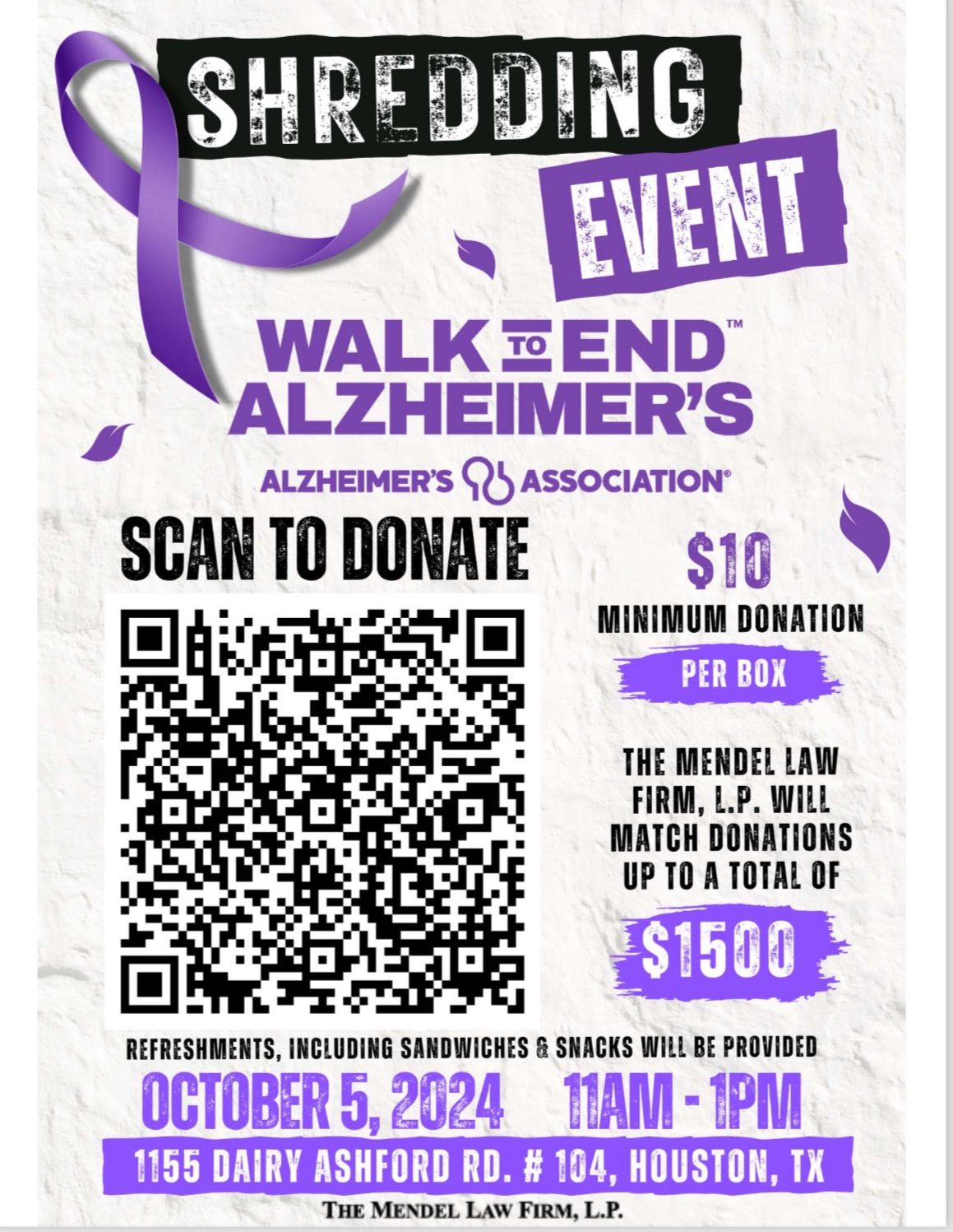 Shred old documents and donate to #ENDALZ