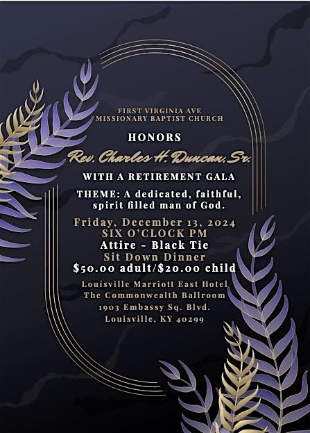 FVAMBC Presents:  Rev. Charles H. Duncan Sr. Retirement Celebration Gala