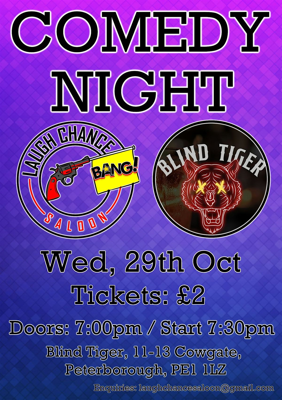 Comedy at Blind Tiger, Peterborough