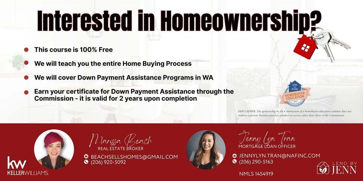 FREE First-Time Homebuyer Education Class: Down Payment Assistance in WA