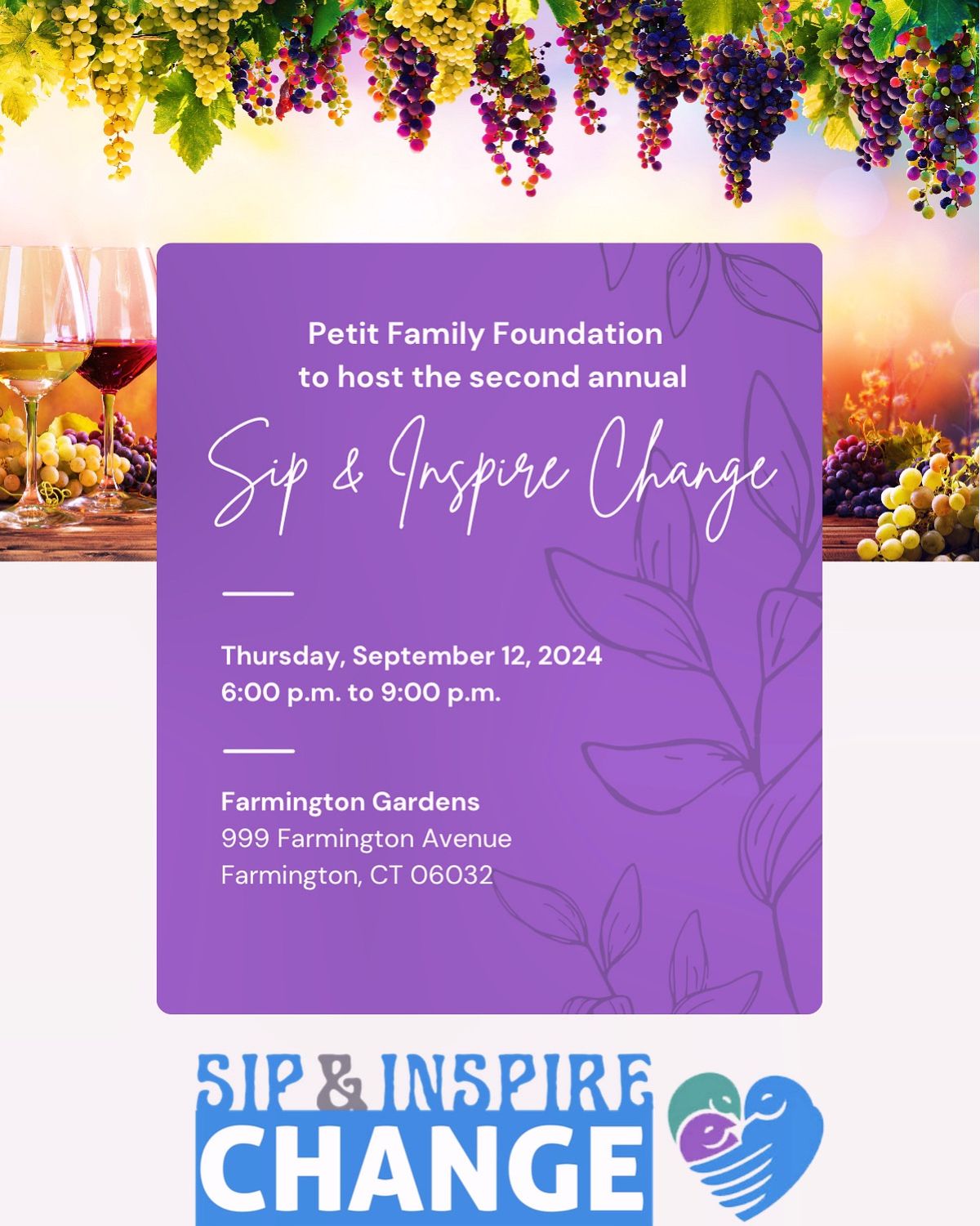 2nd Annual Petit Family Foundation Sip and Inspire Change Wine Tasting and Fundraiser