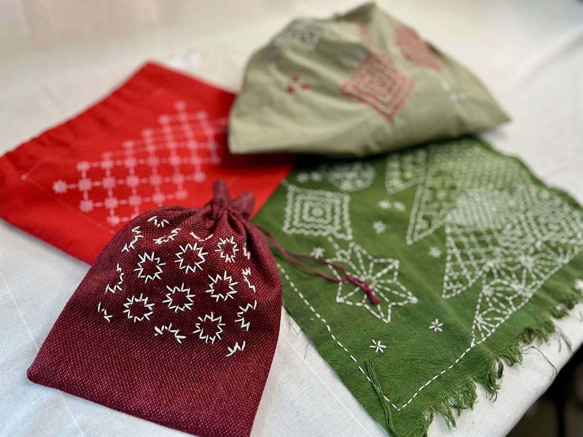 Christmas Sashiko - Fabric Gift Bags Workshop - Hertford