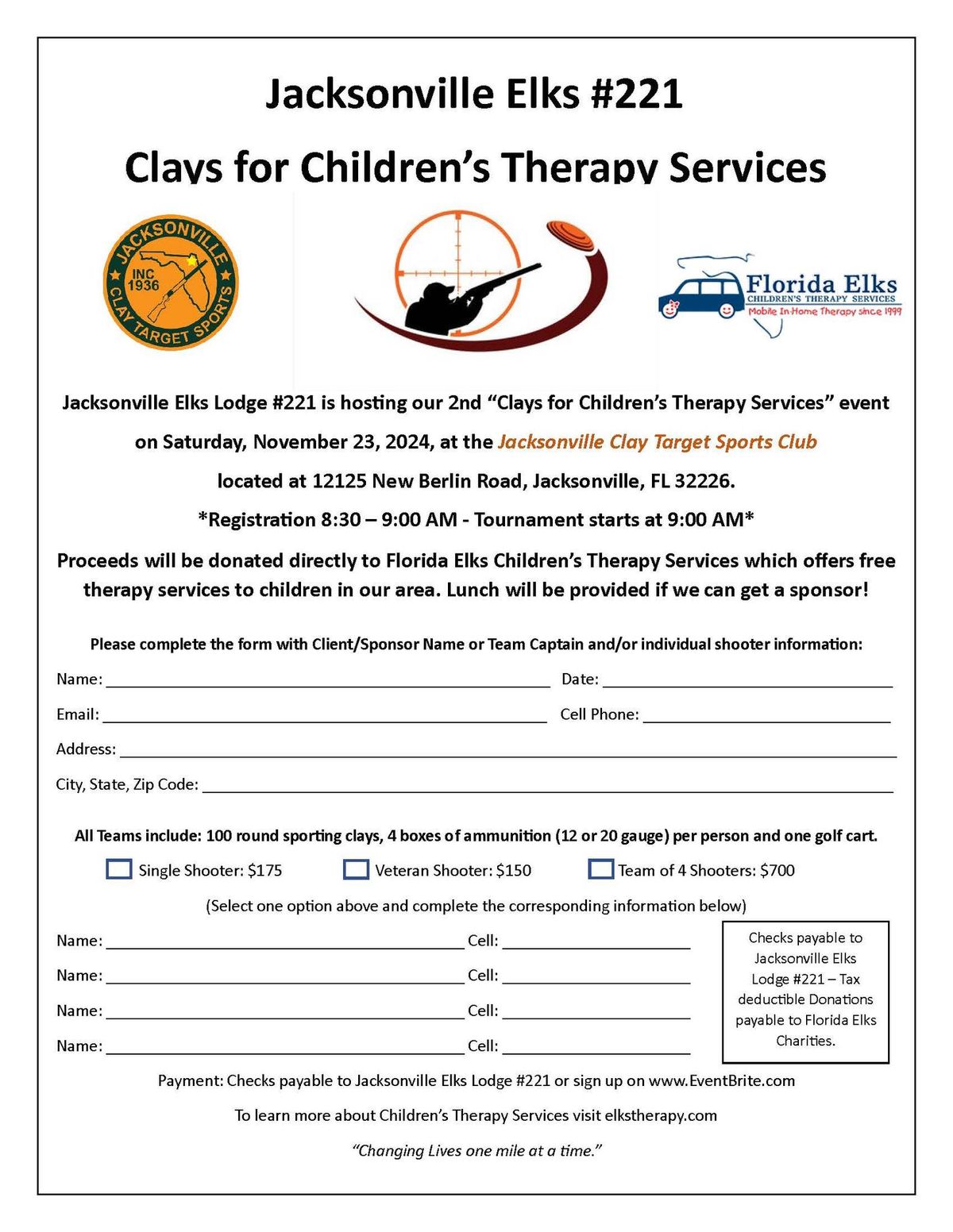 NEW DATE! Clays for Children\u2019s Therapy Services Event at Jacksonville Clay Target Sports Club