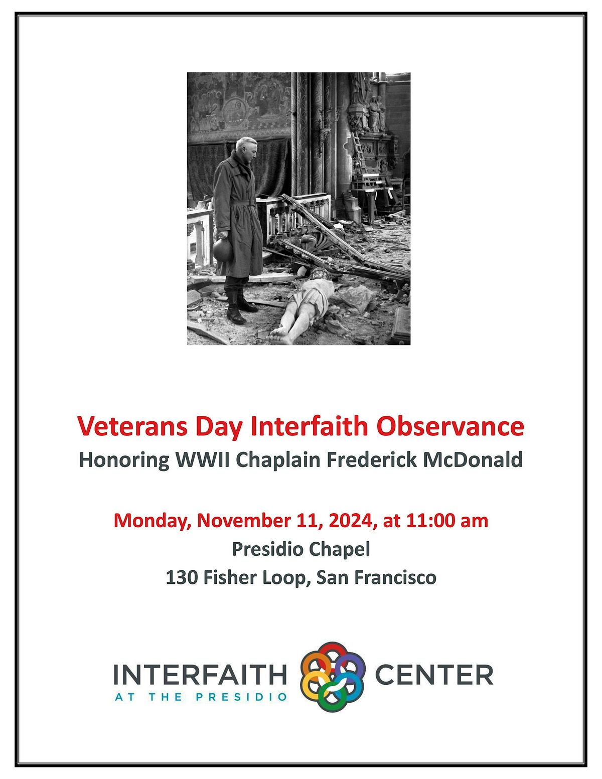 Veterans Day Interfaith Observance - honoring WWII Chaplain F. McDonald