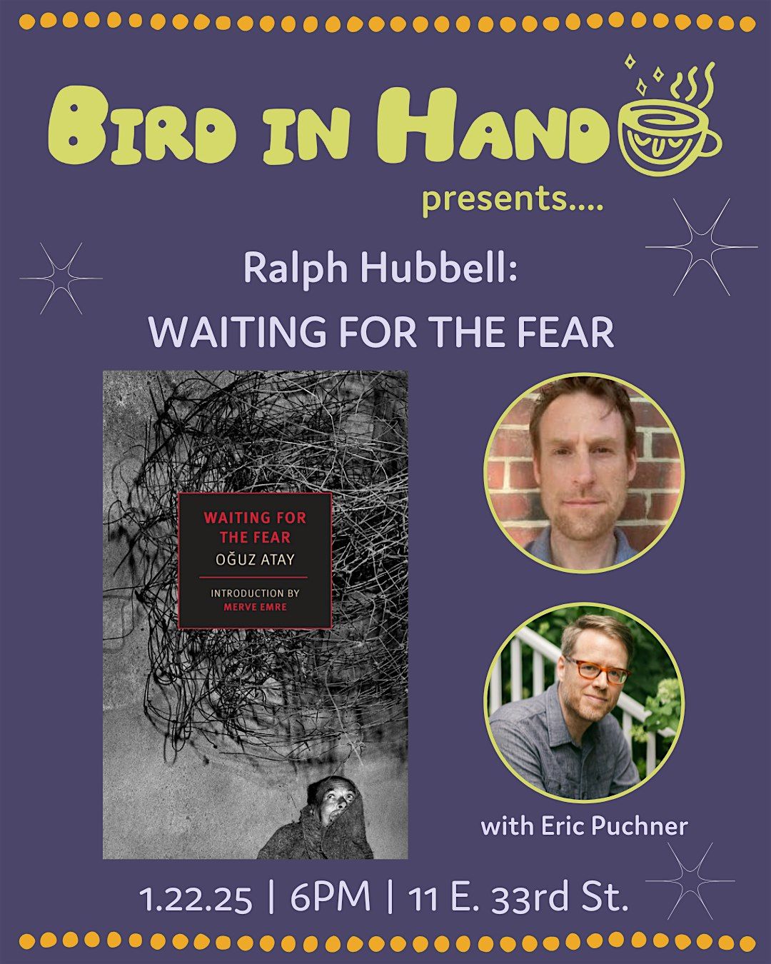 Author Event: Ralph Hubbell, WAITING FOR THE FEAR (with Eric Puchner)