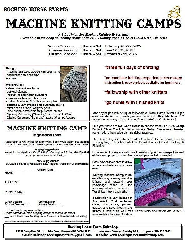 Machine Knitting Camp 2025 - Summer Session