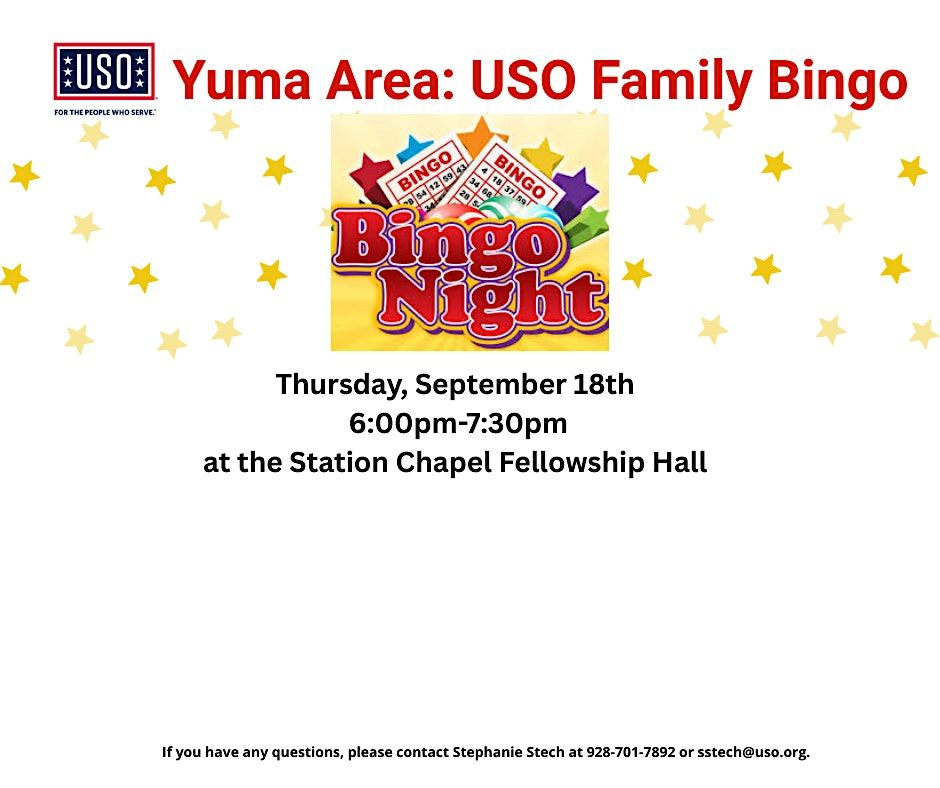 Yuma Area: USO Family Bingo- September