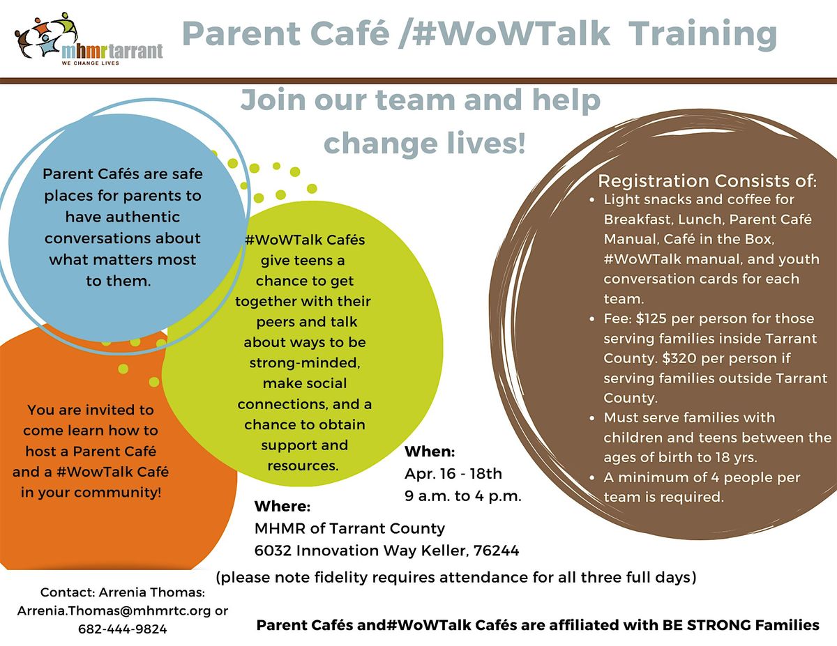 Parent Caf\u00e9 and #WowTalk Caf\u00e9 Training -Presented by MHMR of Tarrant County