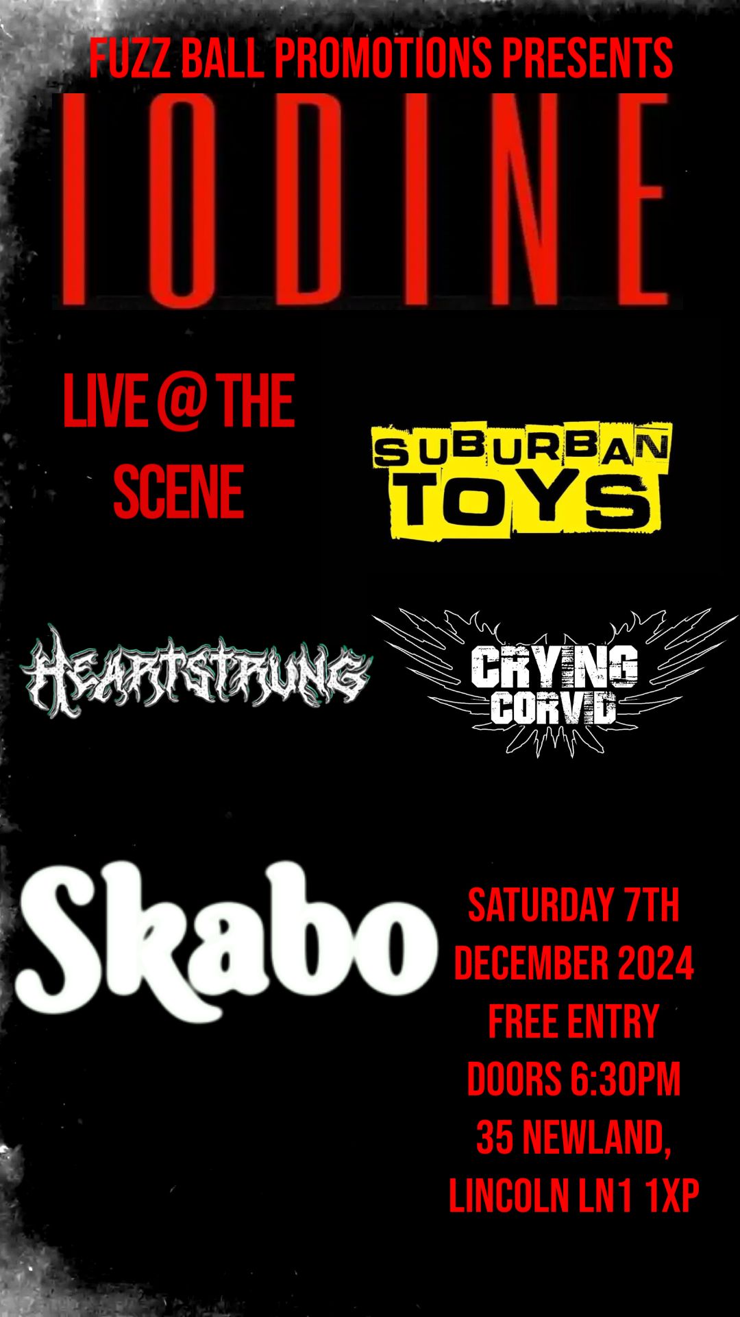 XMAS BASH! Iodine\/Suburban Toys\/Crying Corvid\/Heartstrung\/Skabo Live @ The Scene in Lincoln