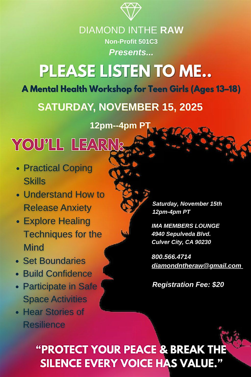 Please Listen To  Me -A Mental Health Workshop for Teens