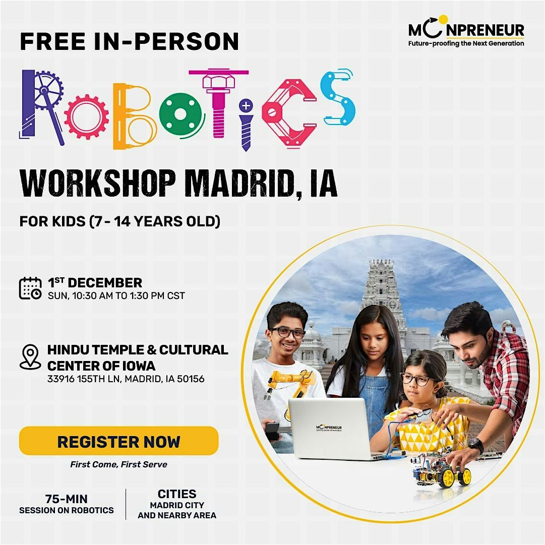 Free Robotics Workshop For Kids at Madrid, IA