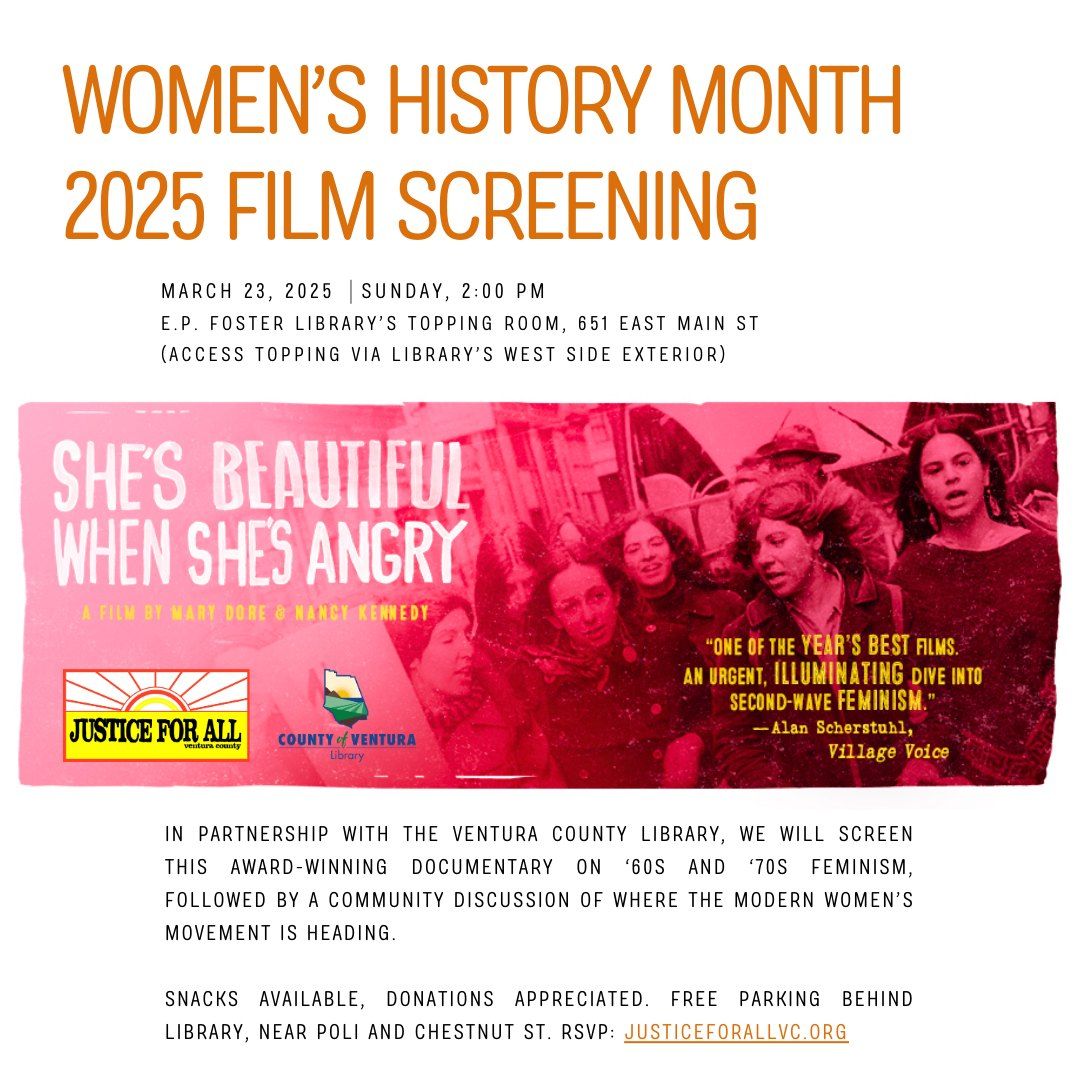 Women's History Month Event- Film screening of "She's Beautiful When She's Angry!"