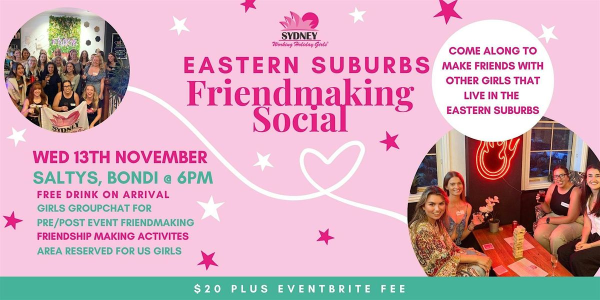 Eastern Suburbs Friendmaking Social | Wednesday 13th November