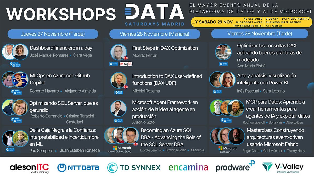 Workshops pre Data Saturday Madrid 2025 (SQLSaturdayMadrid)