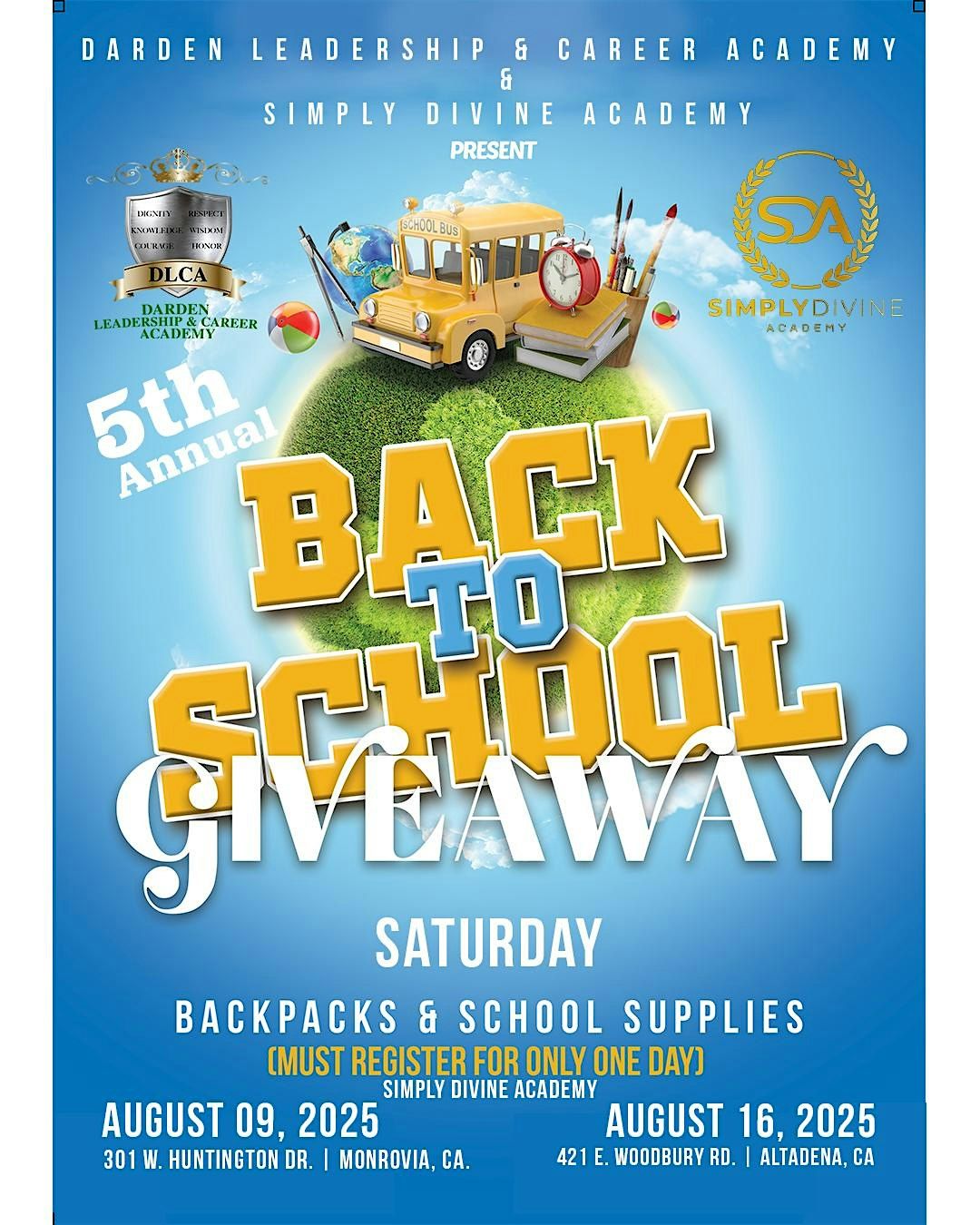 5th Annual Back To School Giveaway Altadena