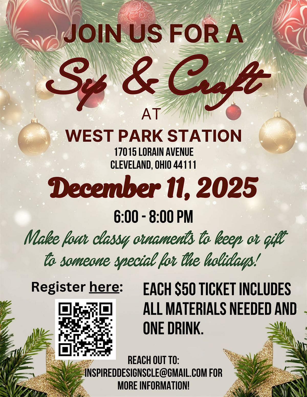 Holiday Sip & Craft at West Park Station