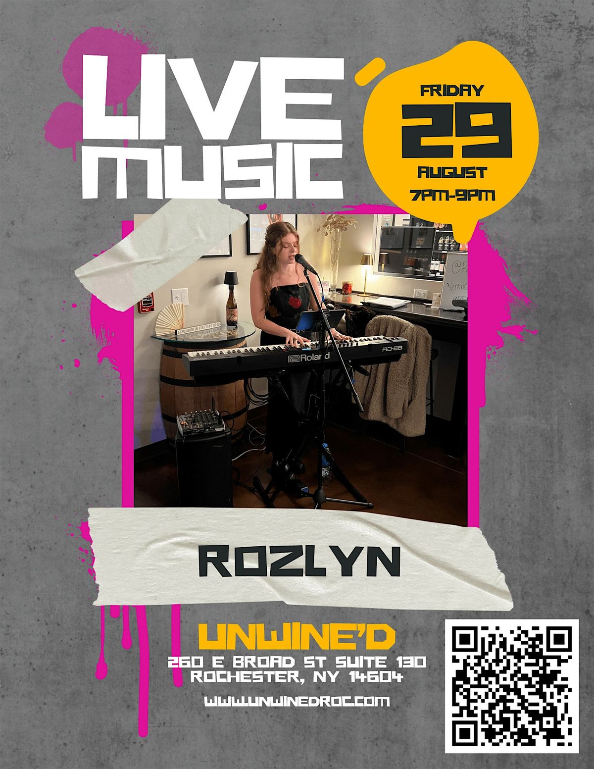LIVE MUSIC EVENT!  Friday, August 29th - 7-9pm