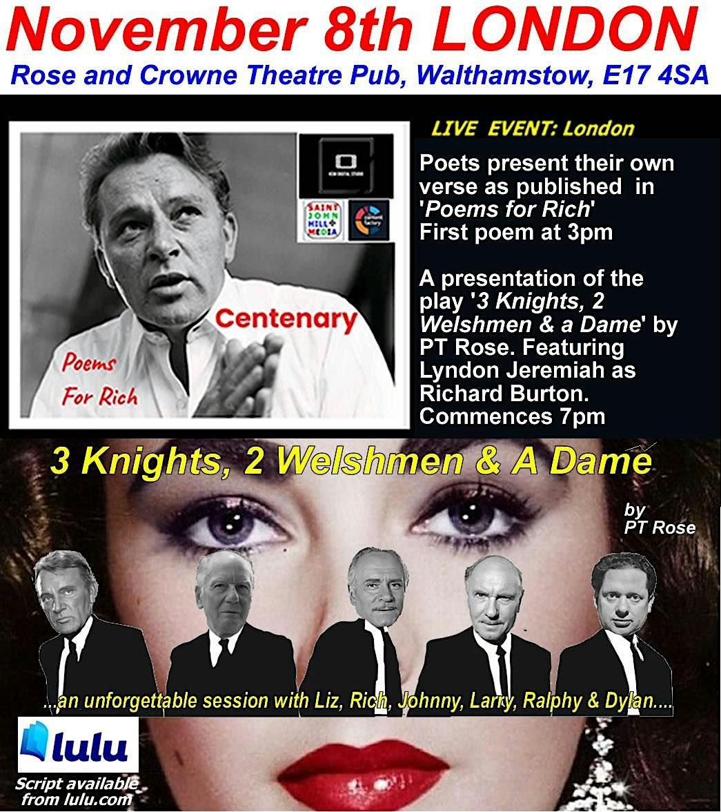 The presentation of the play  '3 Knights, 2 Welshmen & A Dame' by PT Rose