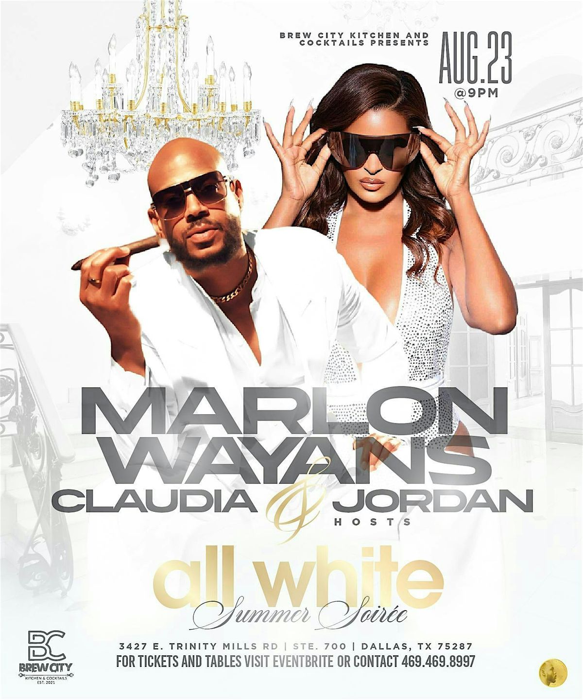 Marlon Wayans & Claudia Jordan All White Soiree at Brew City **Aug, 23rd**