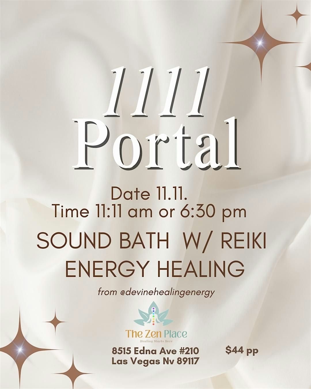 1111 Portal Sound Bath w\/ Reiki - Evening Event
