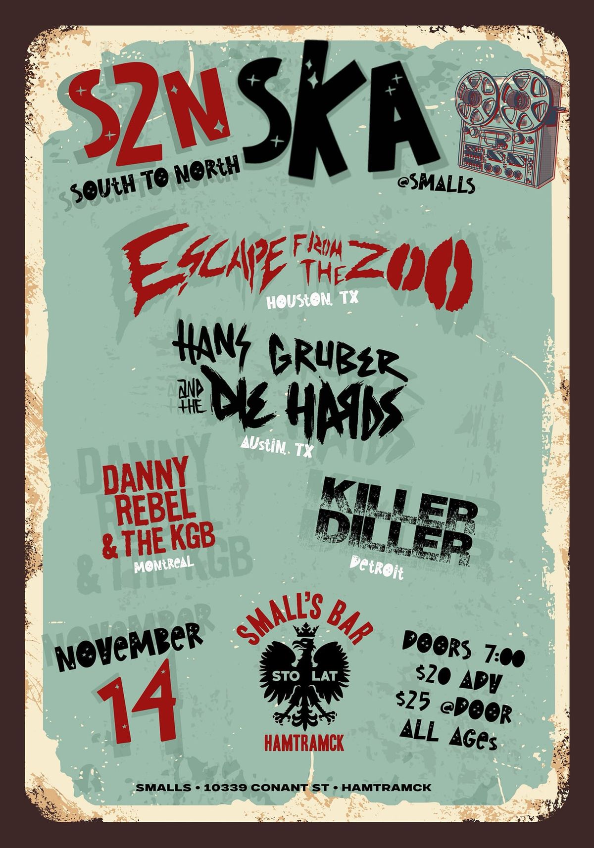 Escape From The Zoo + Hans Gruber and The Die Hards + Danny Rebel & The KGB + Killer Diller