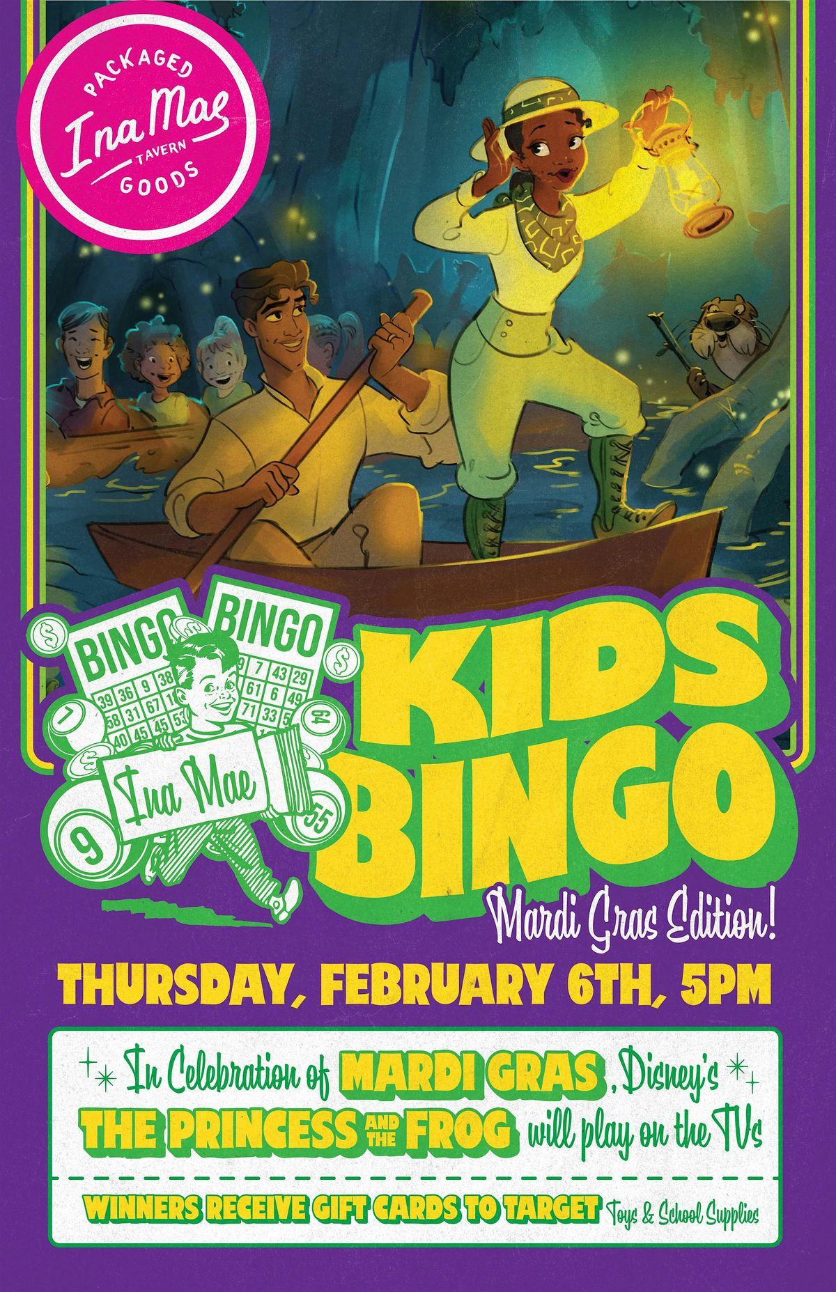 Kids Bingo + Kids Movie on the TVs