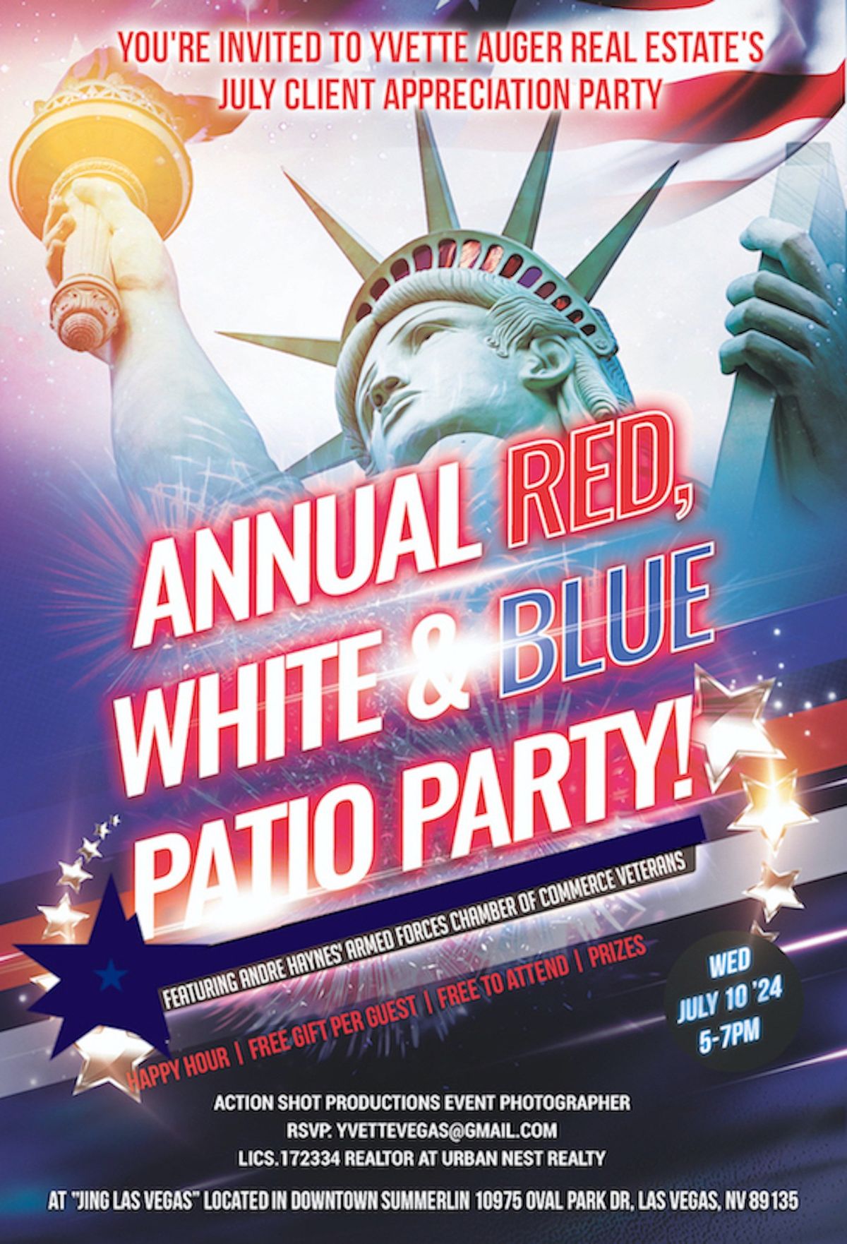 Yvette Auger Real Estate's July Client Appreciation ~ "Annual Red, White & Blue Patio Party!" 7\/10