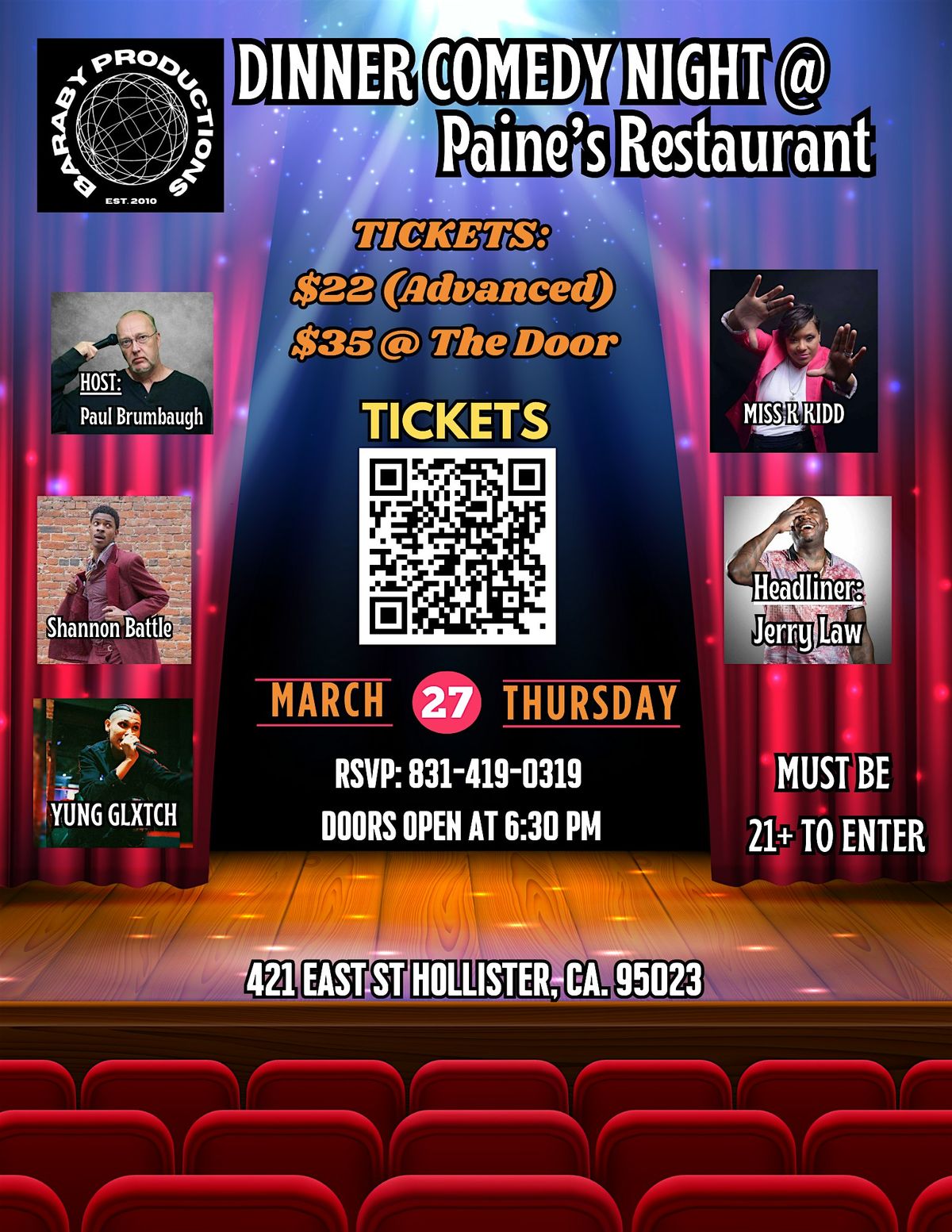 Dinner Comedy Night @ Paine's Restaurant