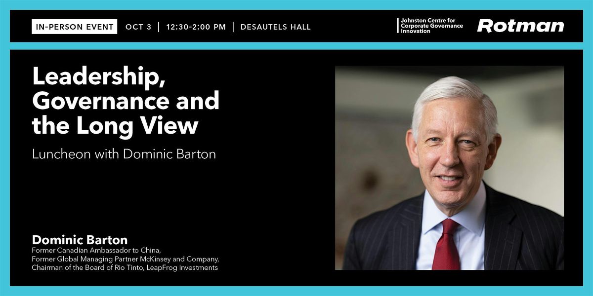 Dominic Barton on \u2018The Governance Imperative'
