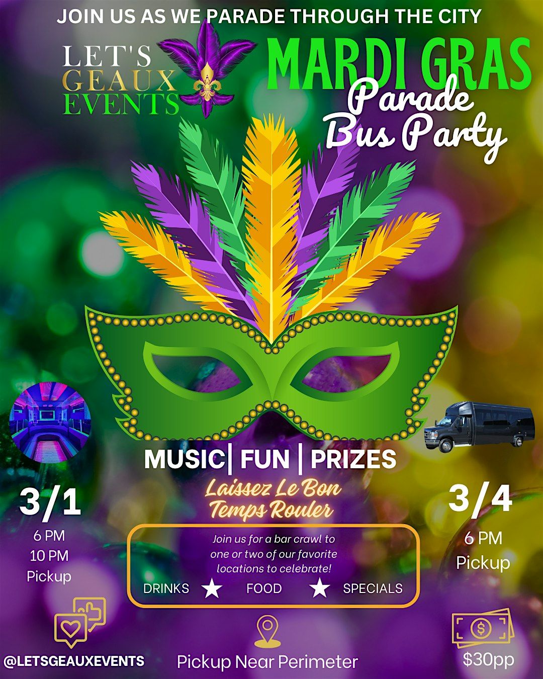 Mardi Gras Parade Bus Party - ATL