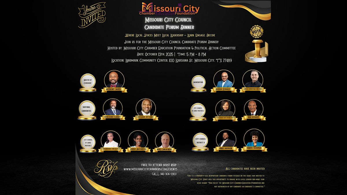 Missouri City Council Candidate Forum & Dinner