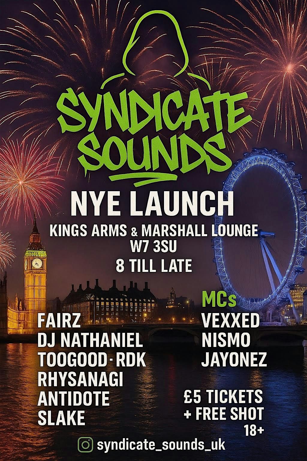 SYNDICATE  SOUNDS |NYE LAUNCH | KINGS ARMS & MARSHALL LOUNGE