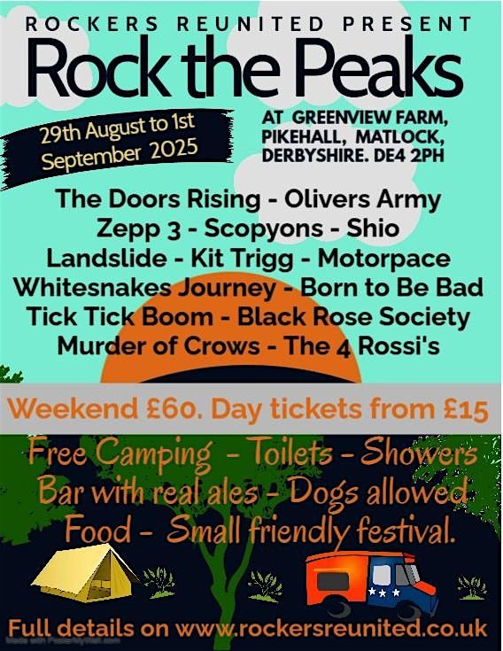 Rock the Peaks 2025 - 29th August to 1st September, Derbyshire. DE4 2PH.