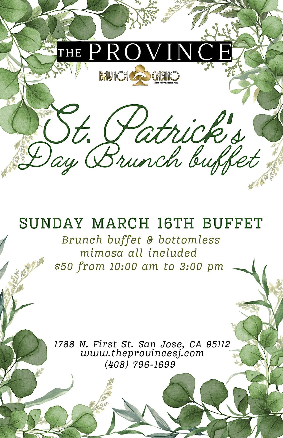 St. Patrick's Day Brunch buffet