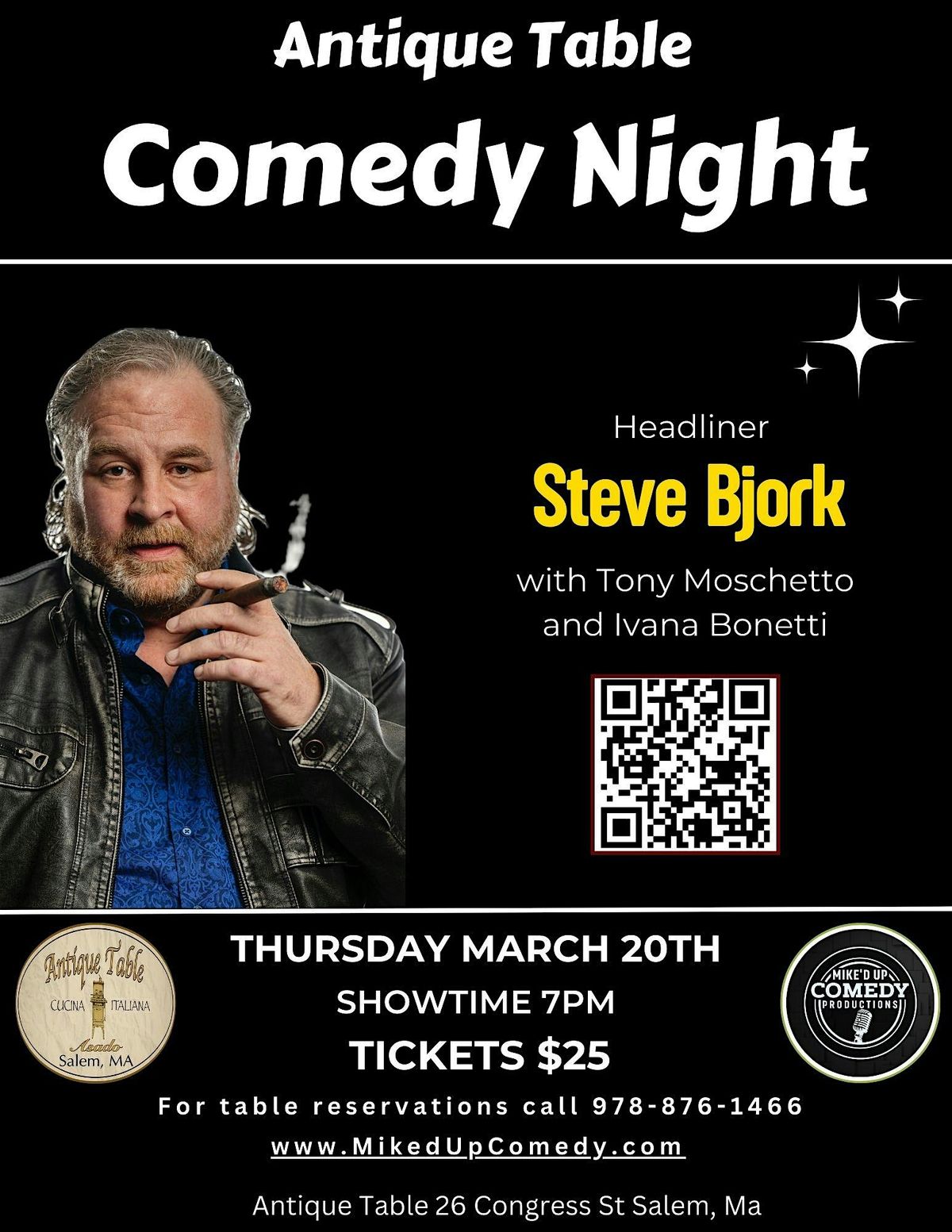 Antique Table Comedy night with Steve Bjork