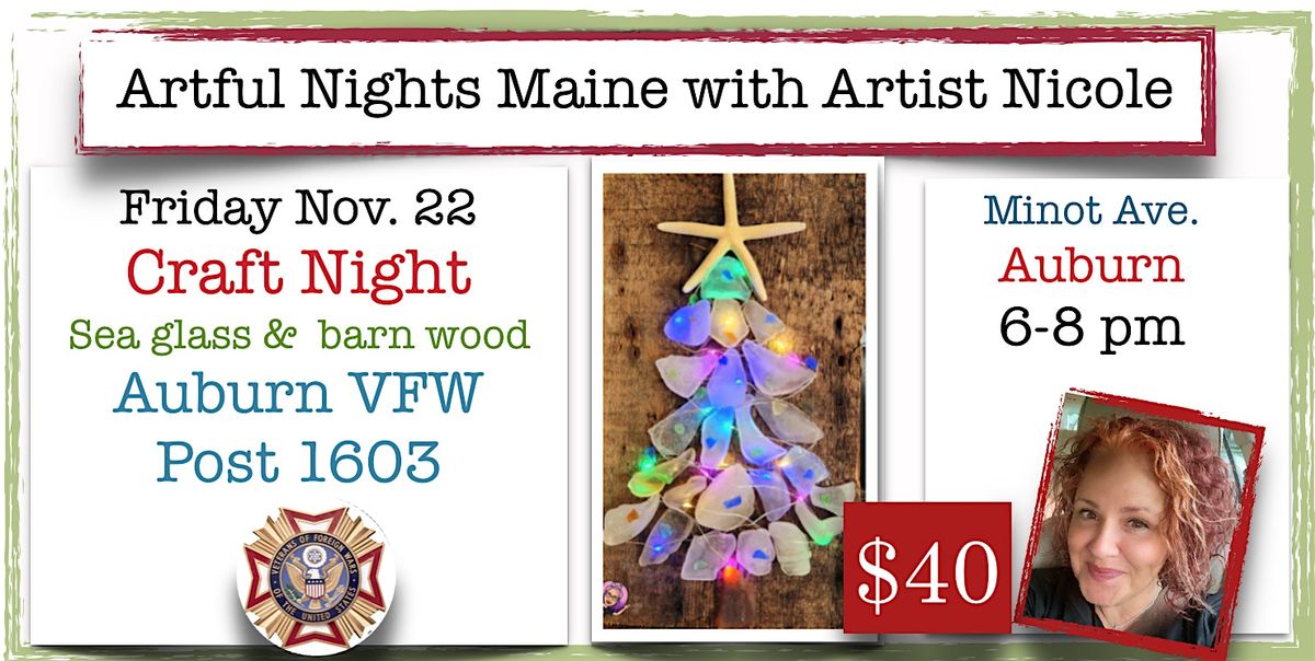 Create a Sea Glass Holiday Tree on barnwood & support Auburn VFW Post1603