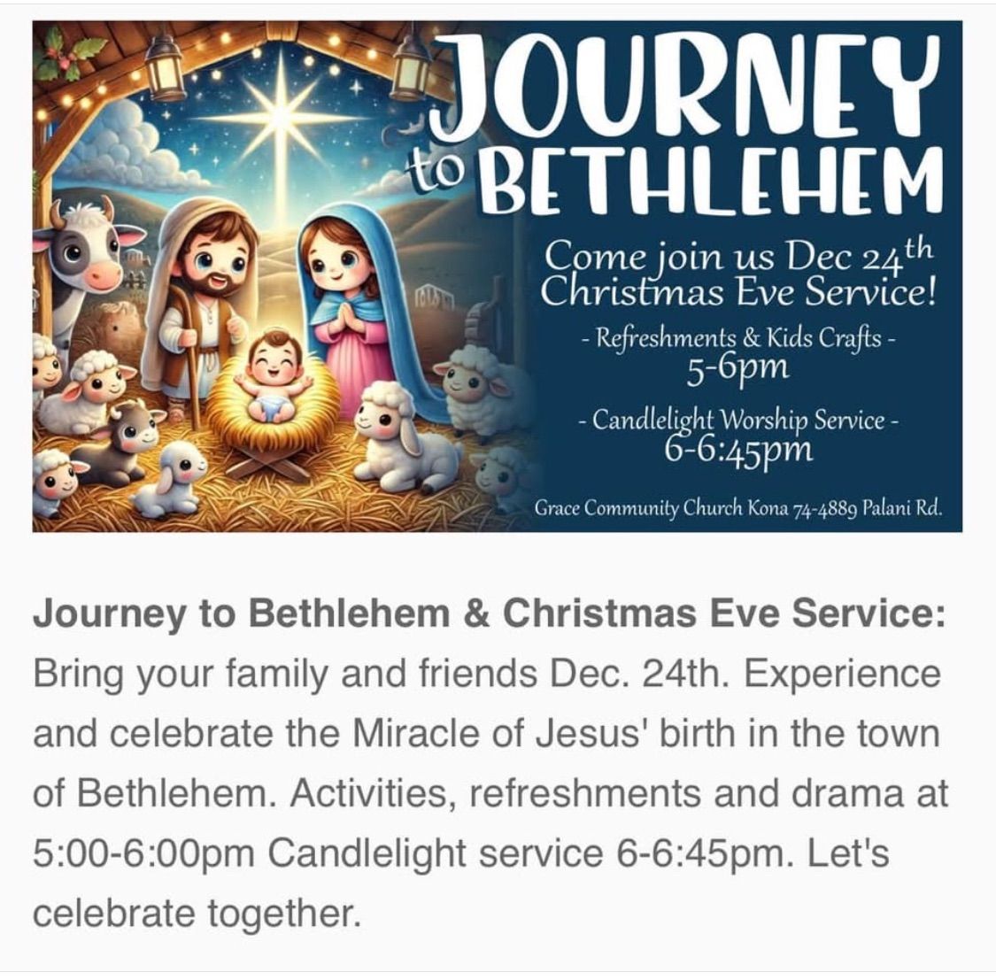 Journey to Bethlehem Christmas Eve service and festivities!