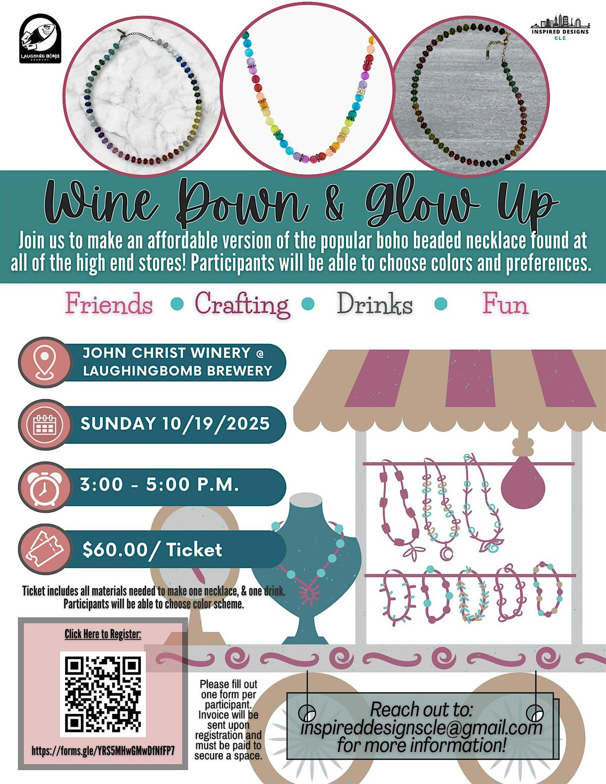 Wine Down & Glow Up: Make a Boho Beaded Necklace - Sip & Craft