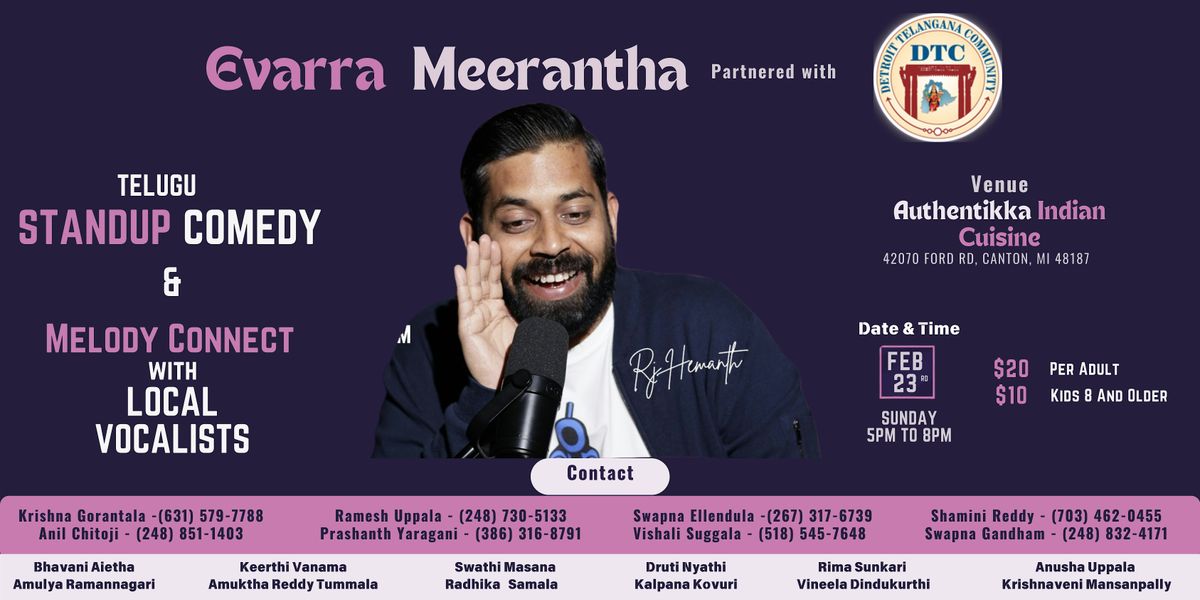 Evarra Meerantha-Telugu Standup Comedy & Melody Connect with Local Vocalist