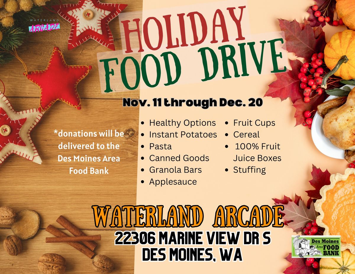 Holiday Food Drive at Waterland Arcade