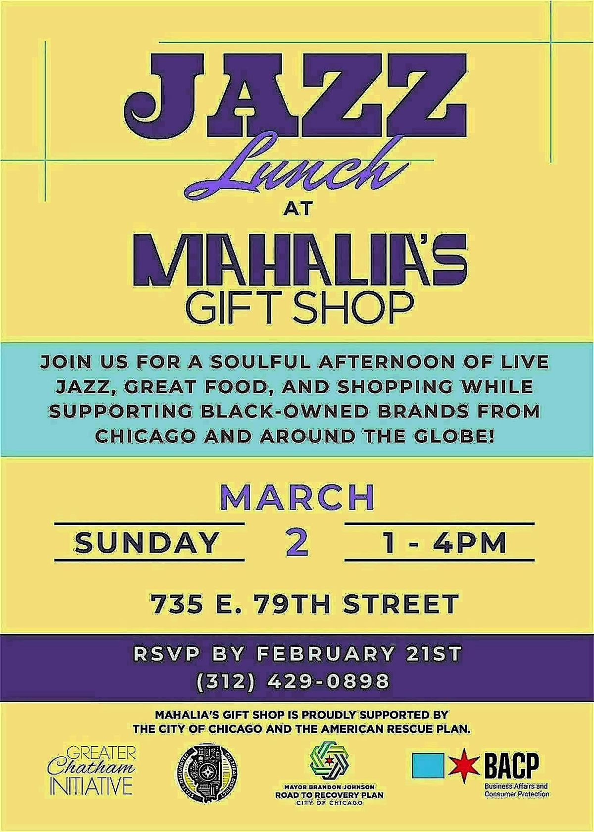 Jazz Lunch at Mahalia's Gift Shop