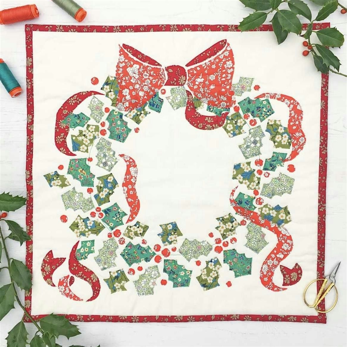 Christmas Sewing: Holly Wreath Appliqu\u00e9 Sewing Workshop