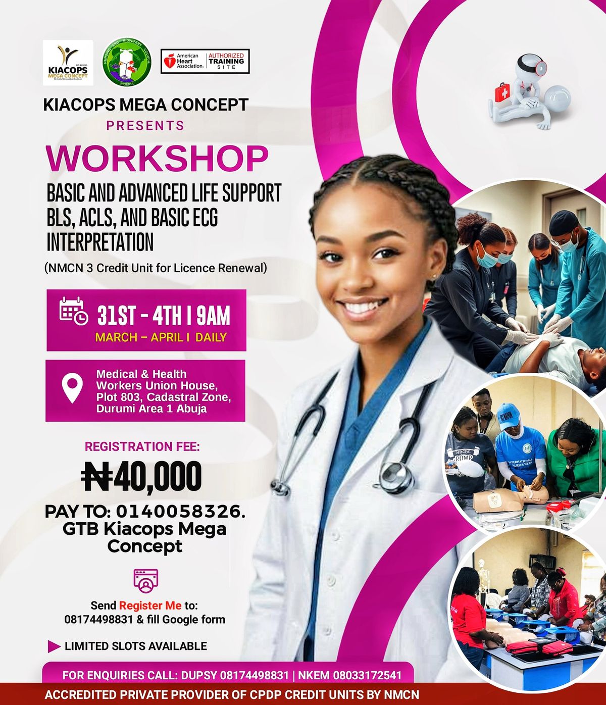 BLS, ACLS + ECG WORKSHOP FOR HEALTHCARE PROVIDERS