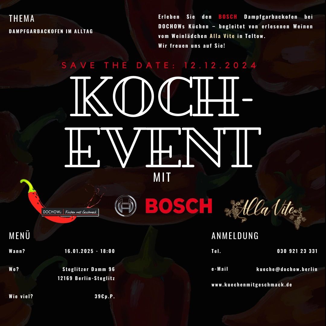 Kochevent mit BOSCH bei DOCHOWs K\u00fcchen mit Geschmack