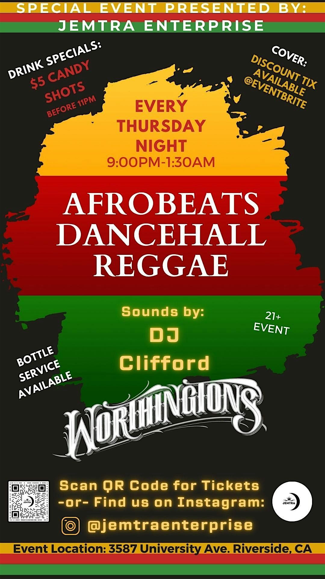 AFROBEATS DANCEHALL REGGAE Night 11\/14 @ The W in Downtown Riverside,CA