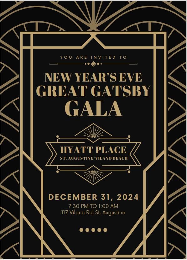 New Year's Eve Great Gatsby Gala @ Hyatt Place St. Augustine