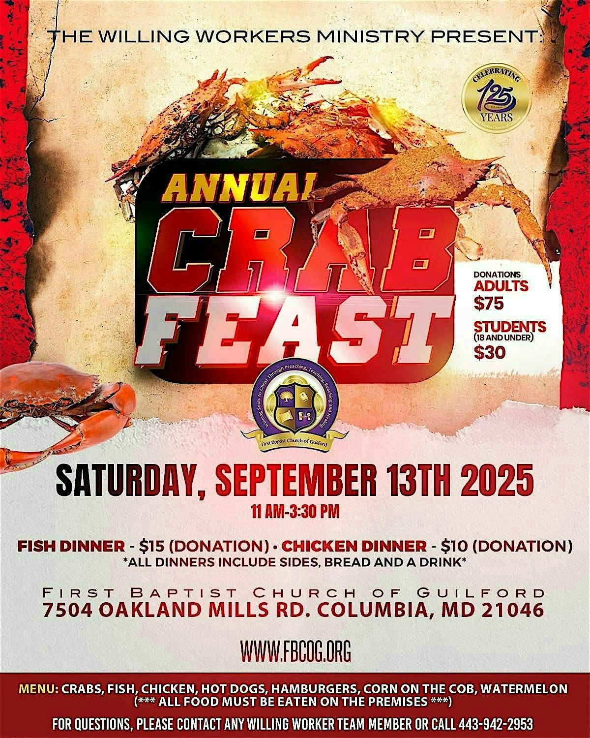 FBCoG Annual Crab Fest
